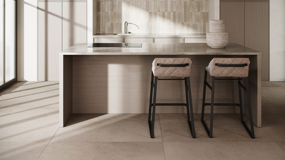 Piet Boon GLAZE Tile Ivory en TEXTURE Tile Taupe
